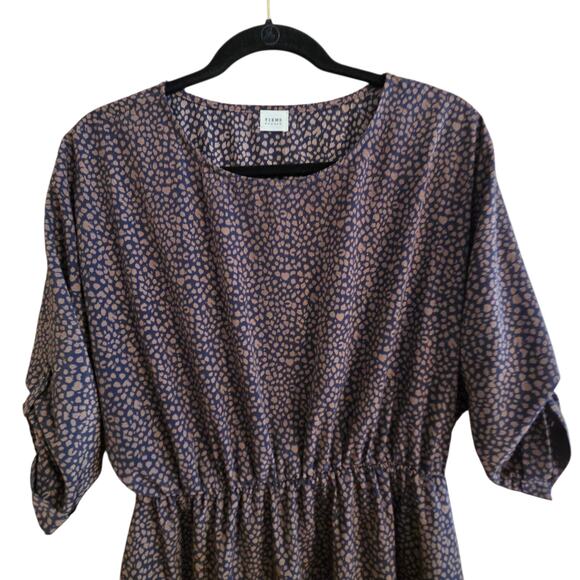 TIENS Ecoute Dress Elastic Waist, Dolman Sleeves, Estimated sz 8/10 Navy Brown - Picture 5 of 12